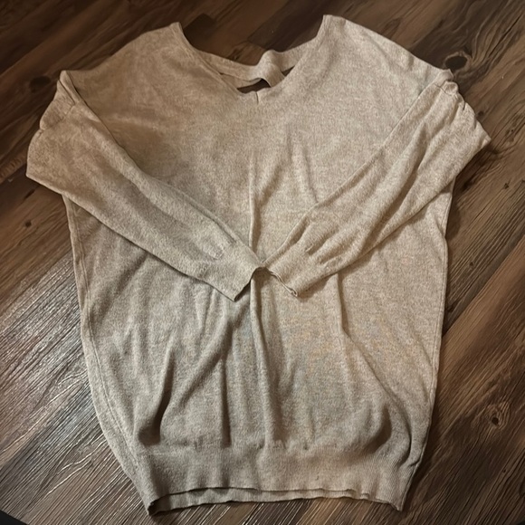 Cozy Beige Crossback Sweater - Picture 1 of 3